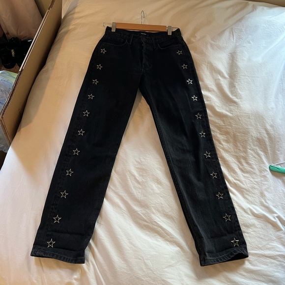 GRLFRND Helena Straight black jeans with silver star detailing. Size 24 - Picture 2 of 5